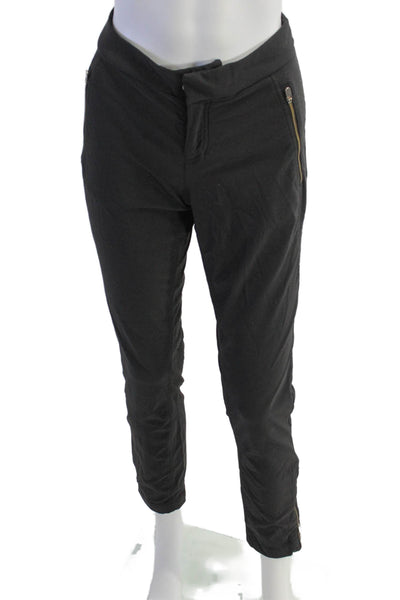 Athleta Womens Textured Elastic Waistband Straight Pants Black Size S