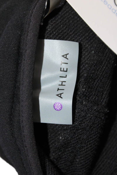Athleta Womens Textured Elastic Waistband Straight Pants Black Size S