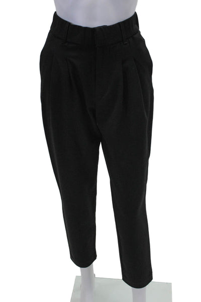 Zara Womens High Rise Pleated Tapered Leg Trouser Pants Black Size XS