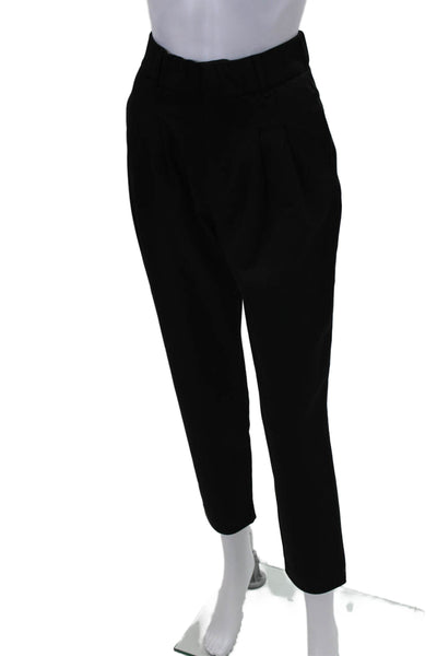 Zara Womens High Rise Pleated Tapered Leg Trouser Pants Black Size XS