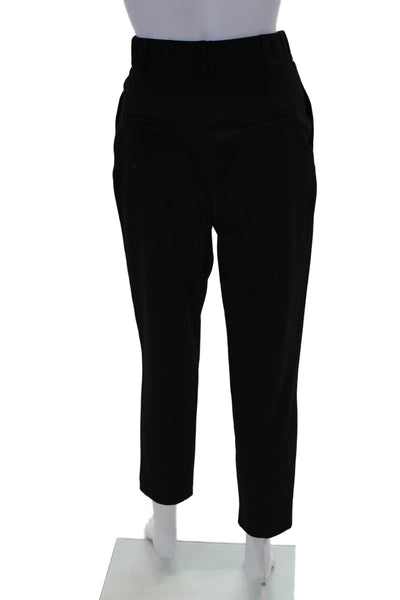 Zara Womens High Rise Pleated Tapered Leg Trouser Pants Black Size XS
