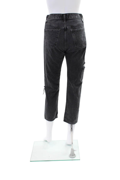 Agolde Womens Button Up High Rise Parker Jeans Black Cotton Size 23