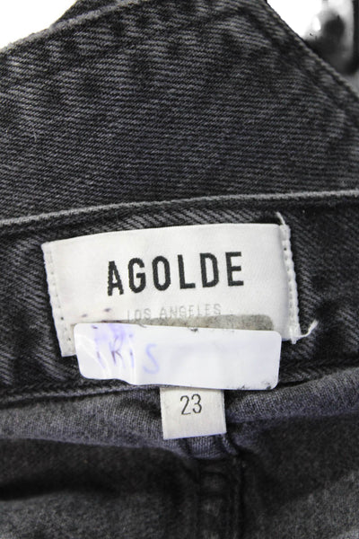 Agolde Womens Button Up High Rise Parker Jeans Black Cotton Size 23