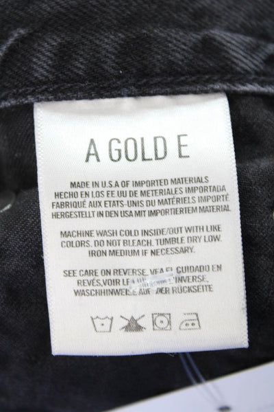 Agolde Womens Button Up High Rise Parker Jeans Black Cotton Size 23