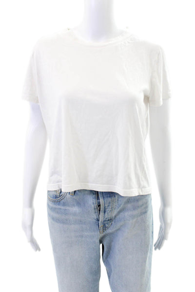 Zara Womens Cotton Short Sleeve Round Neck T-Shirt White Size L