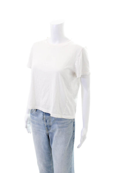 Zara Womens Cotton Short Sleeve Round Neck T-Shirt White Size L