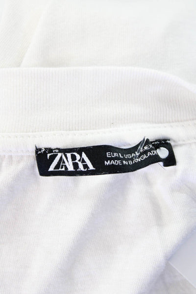 Zara Womens Cotton Short Sleeve Round Neck T-Shirt White Size L