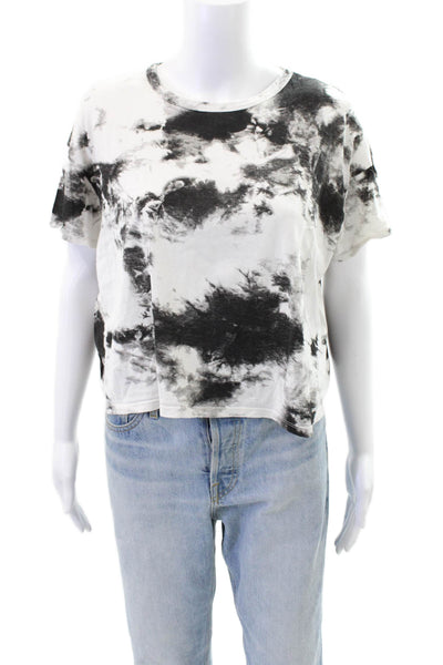 Zara Womens Cotton Short Sleeve Tie Dye Casual T-shirt White Size S