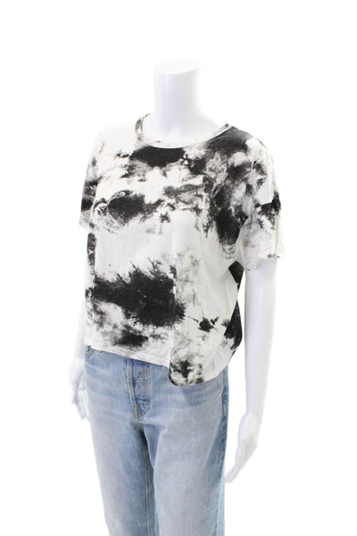 Zara Womens Cotton Short Sleeve Tie Dye Casual T-shirt White Size S