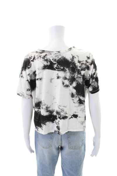 Zara Womens Cotton Short Sleeve Tie Dye Casual T-shirt White Size S