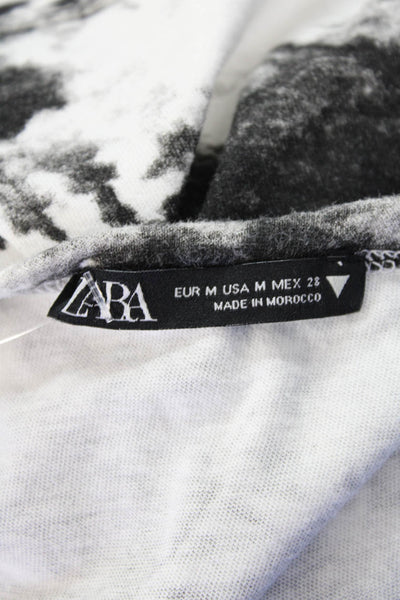 Zara Womens Cotton Short Sleeve Tie Dye Casual T-shirt White Size S