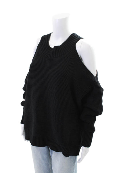 Zara Womens Textured Knit Long Sleeve High Neck Sweater Black Size M