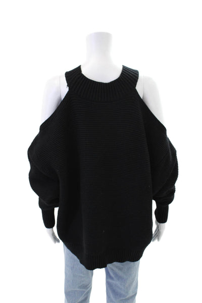 Zara Womens Textured Knit Long Sleeve High Neck Sweater Black Size M