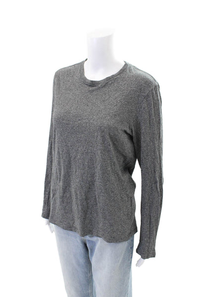 Banana Republic Womens Cotton Long Sleeve Round Neck Top Gray Size M