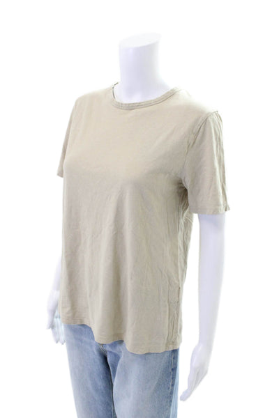 Zara Womens Cotton Short Sleeve Round Neck Top Nude Size S