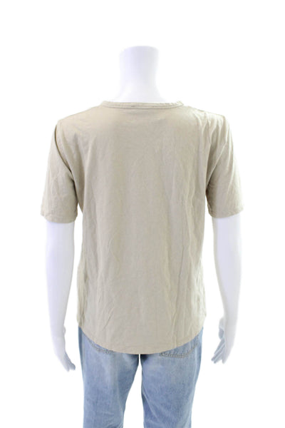 Zara Womens Cotton Short Sleeve Round Neck Top Nude Size S