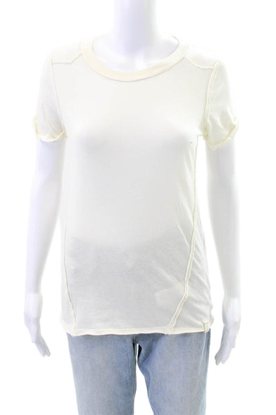 We The Free Womens Cotton Round Neck Short Sleeve Top White Size XS