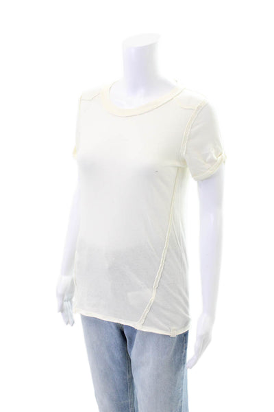 We The Free Womens Cotton Round Neck Short Sleeve Top White Size XS