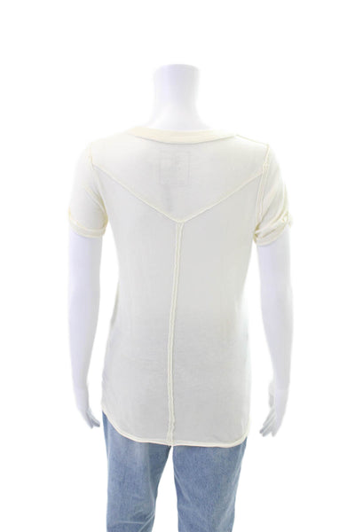 We The Free Womens Cotton Round Neck Short Sleeve Top White Size XS