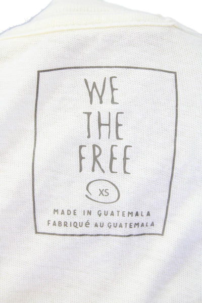 We The Free Womens Cotton Round Neck Short Sleeve Top White Size XS