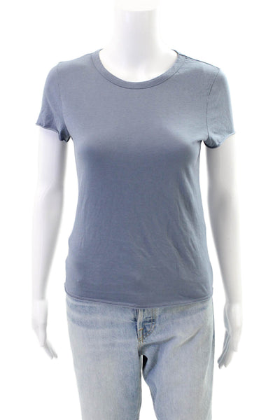 Allsaints Womens Cotton Round Neck Short Sleeve Top Blue Size S