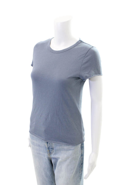 Allsaints Womens Cotton Round Neck Short Sleeve Top Blue Size S