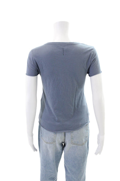 Allsaints Womens Cotton Round Neck Short Sleeve Top Blue Size S