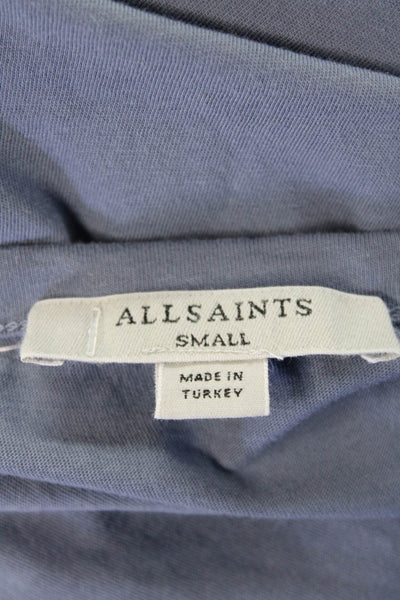 Allsaints Womens Cotton Round Neck Short Sleeve Top Blue Size S
