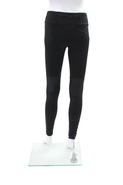 Nike Womens Textured Drawstring Lined Fitted Leggings Black Size S