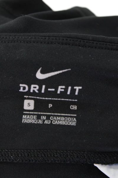 Nike Womens Textured Drawstring Lined Fitted Leggings Black Size S