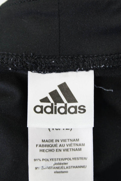 Adidas Womens Textured Lined Logo Printed Ankle Leggings Black Size S