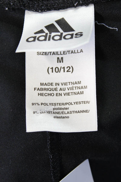 Adidas Womens Textured Lined Logo Printed Ankle Leggings Black Size S