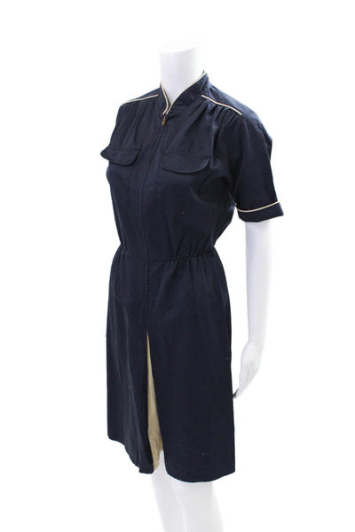 Paul & Joe Womens Short Sleeves A Line Dress Navy Blue Cotton Size EUR 40