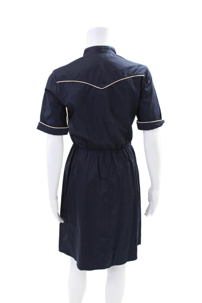 Paul & Joe Womens Short Sleeves A Line Dress Navy Blue Cotton Size EUR 40