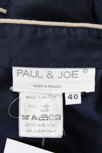 Paul & Joe Womens Short Sleeves A Line Dress Navy Blue Cotton Size EUR 40