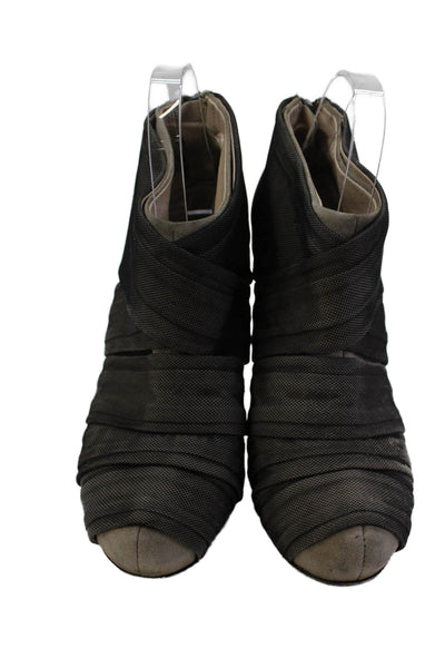 Jean Michel Cazabat Womens Back Zip Stiletto Mesh Overlay Booties Brown Size 38