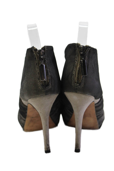 Jean Michel Cazabat Womens Back Zip Stiletto Mesh Overlay Booties Brown Size 38