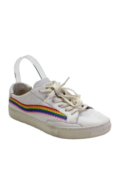 Soludos Womens Rising Sun Good Vibes Low Top Sneakers White Leather Size 8M