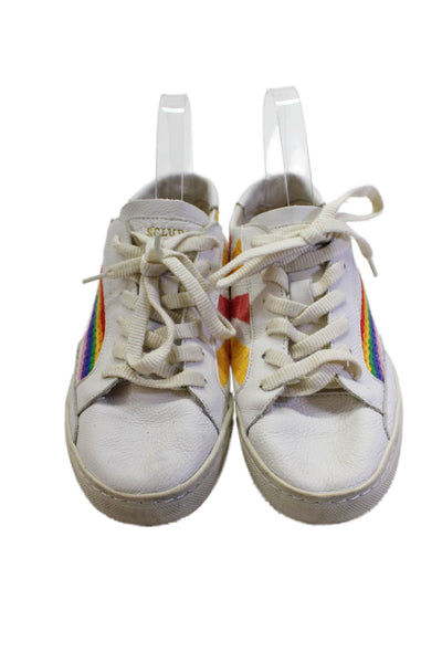 Soludos Womens Rising Sun Good Vibes Low Top Sneakers White Leather Size 8M