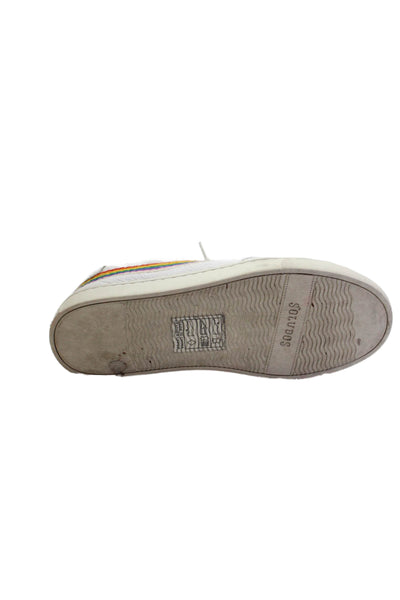 Soludos Womens Rising Sun Good Vibes Low Top Sneakers White Leather Size 8M