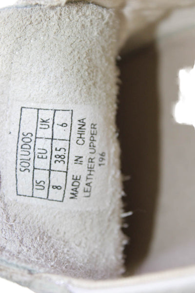 Soludos Womens Rising Sun Good Vibes Low Top Sneakers White Leather Size 8M