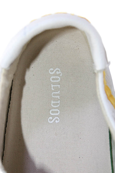 Soludos Womens Rising Sun Good Vibes Low Top Sneakers White Leather Size 8M