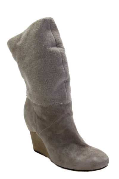 Vic Matie Womens Slip On Wedge Heel Faux Suede Booties Brown Size 38