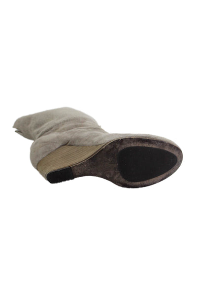 Vic Matie Womens Slip On Wedge Heel Faux Suede Booties Brown Size 38