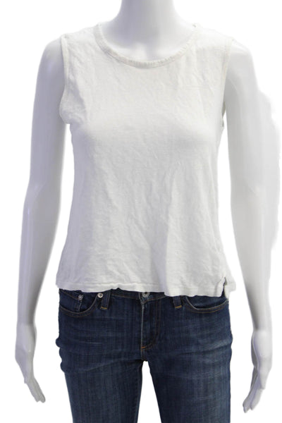 J Crew Womens Scoop Neck Linen Knit Tank Top White Size Small