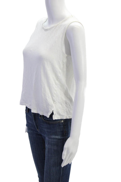 J Crew Womens Scoop Neck Linen Knit Tank Top White Size Small