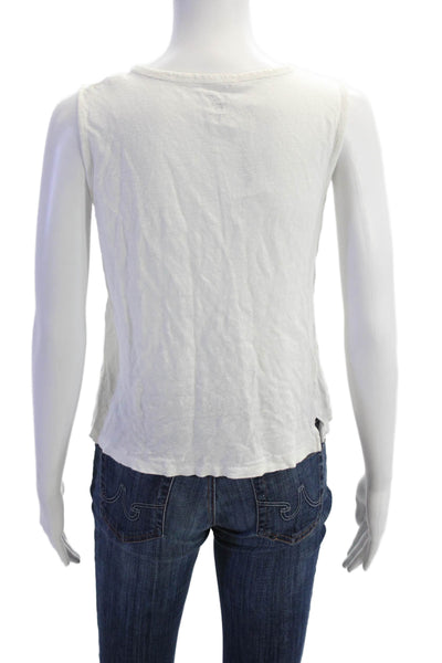 J Crew Womens Scoop Neck Linen Knit Tank Top White Size Small