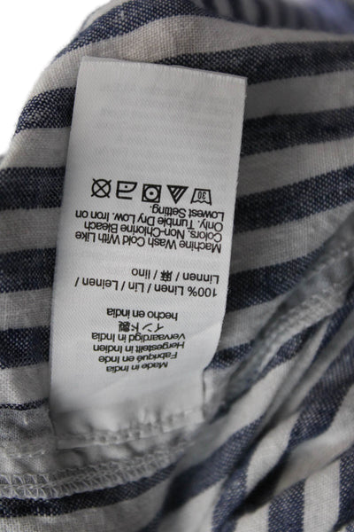 J Crew Womens Short Sleeve Button Front Striped Relaxed Shirt Blue White Small