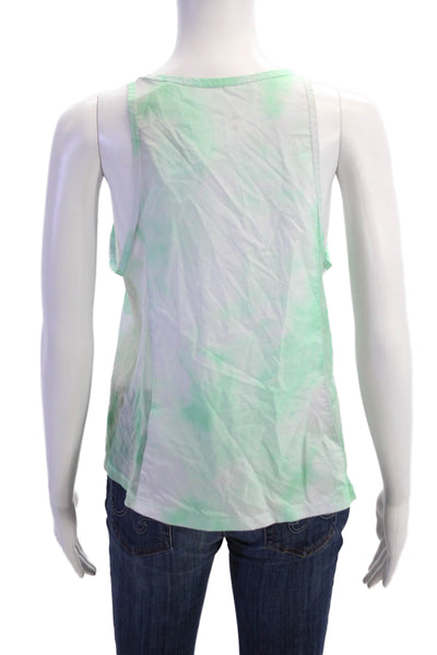 Nike Womens Scoop Neck Mesh Trim Tie Dyed Logo Tank Top Green White Size Small