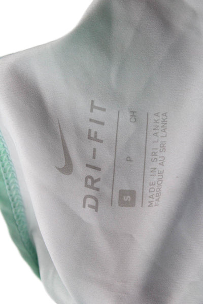 Nike Womens Scoop Neck Mesh Trim Tie Dyed Logo Tank Top Green White Size Small